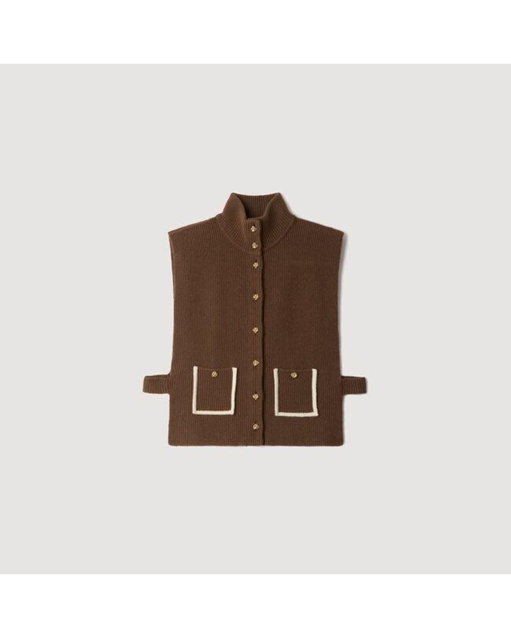 Sandro Brown Wool And Cashmere Standing Collar