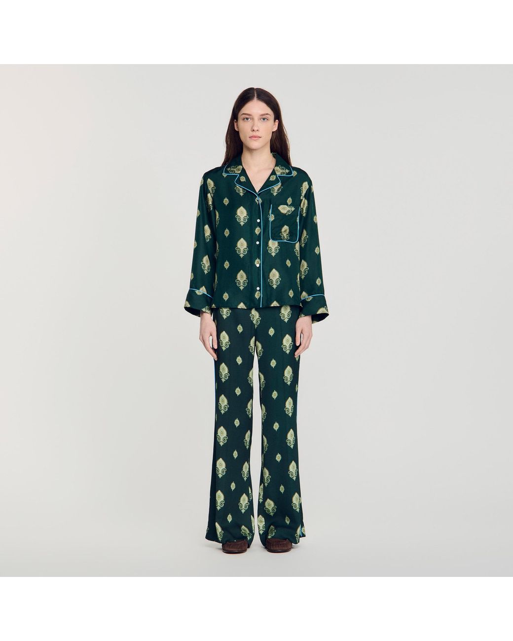 Sandro Blue Paisley Print Pyjama Shirt