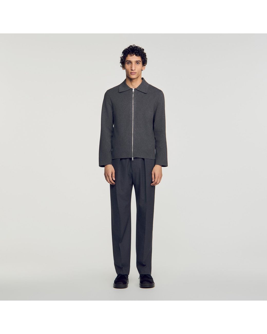 Sandro Blue Zip-Up Knit Cardigan for men