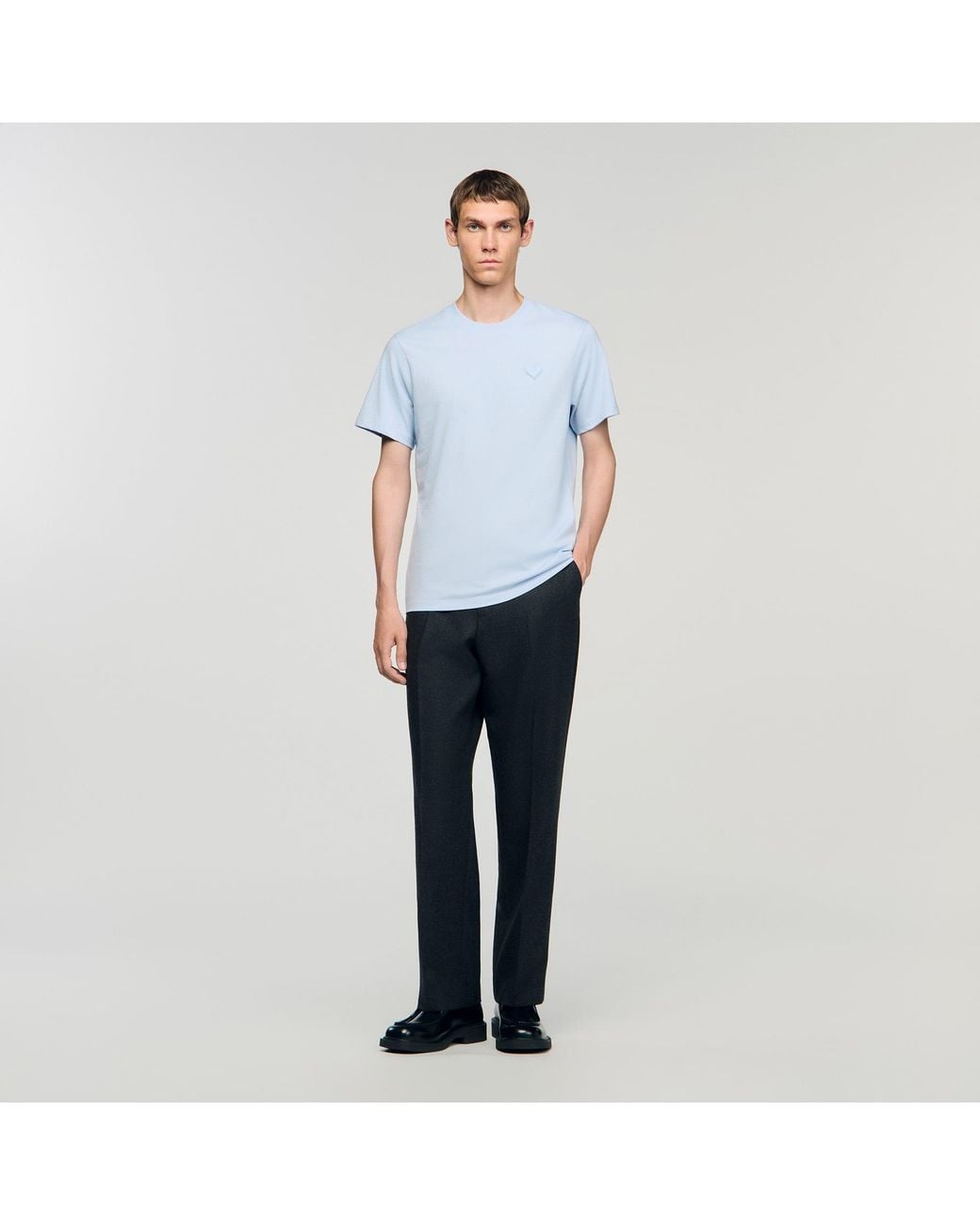 Sandro White T-Shirt With Heart Patch for men