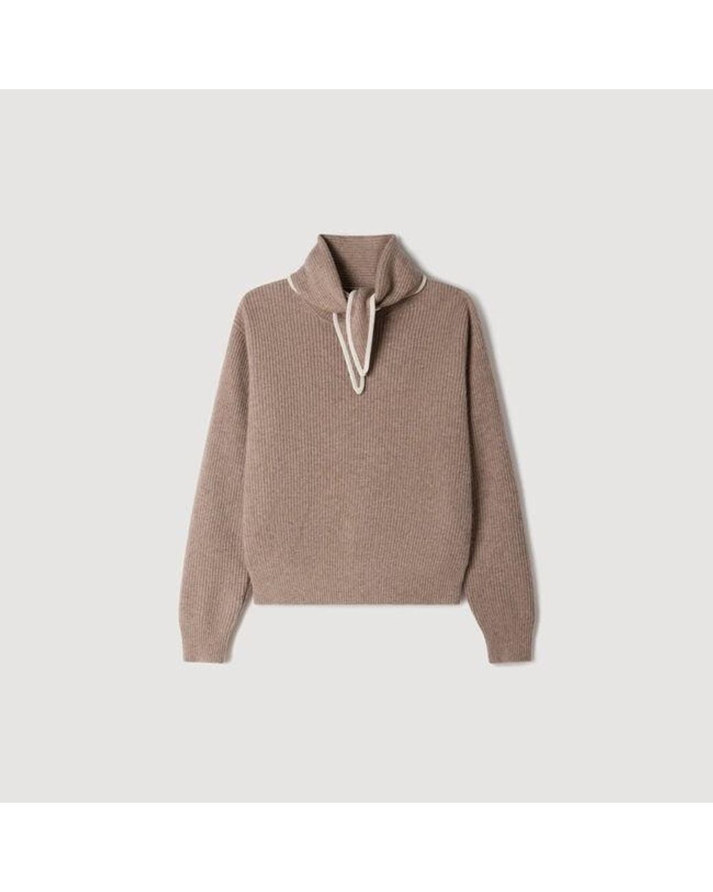 Sandro White Sweater With Removable Scarf