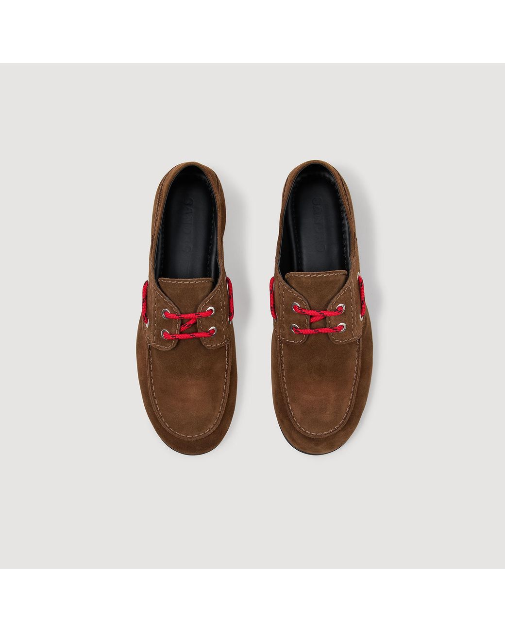 Sandro Brown Suede Lace-Up Boat Shoes