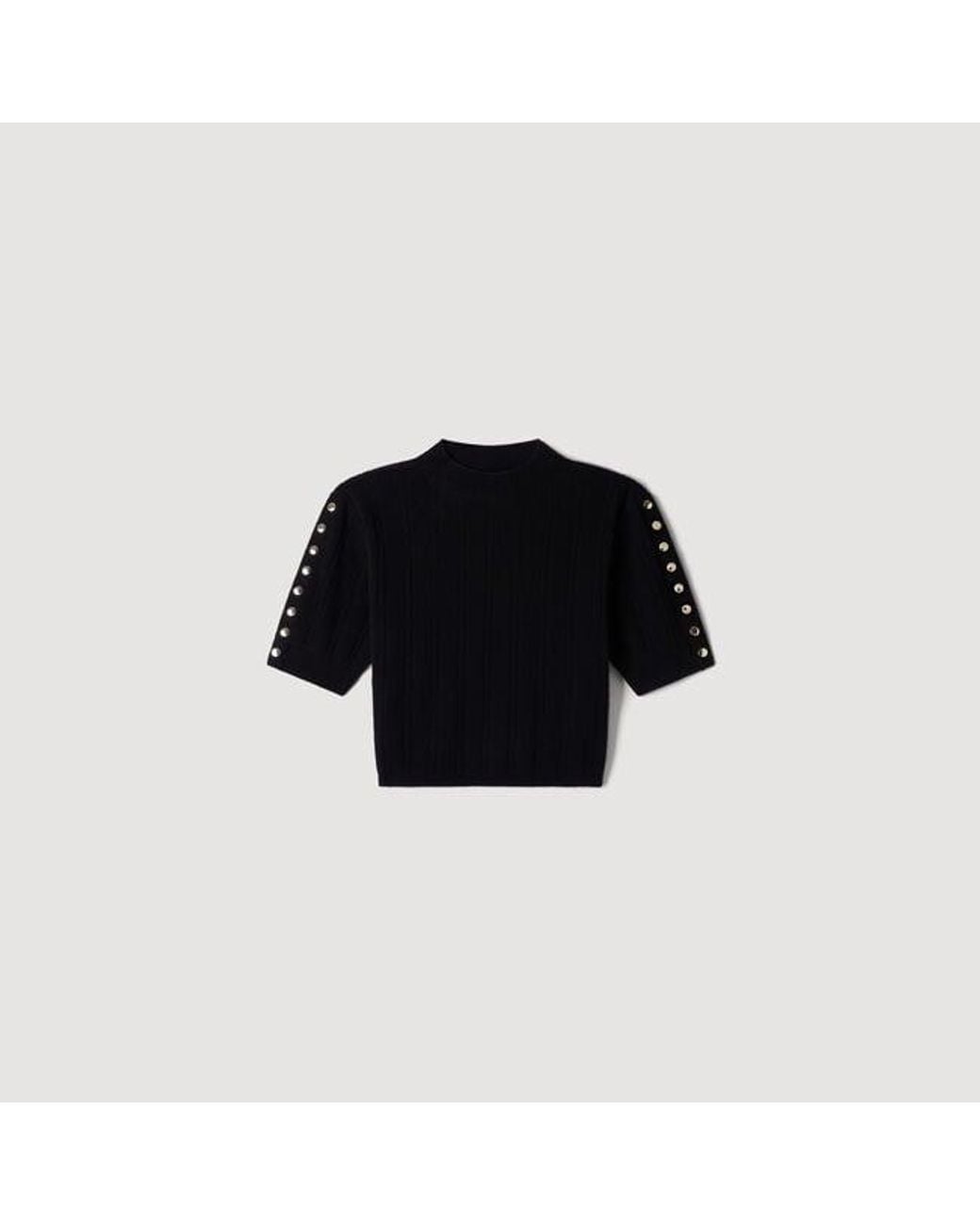 Sandro Blue Cropped Wool And Cashmere Sweater