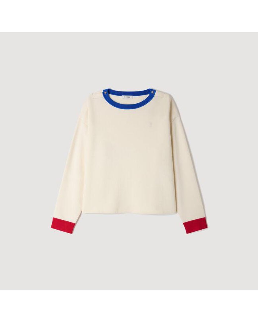 Sandro Multicolor Contrast Round-Neck Wool Sweater