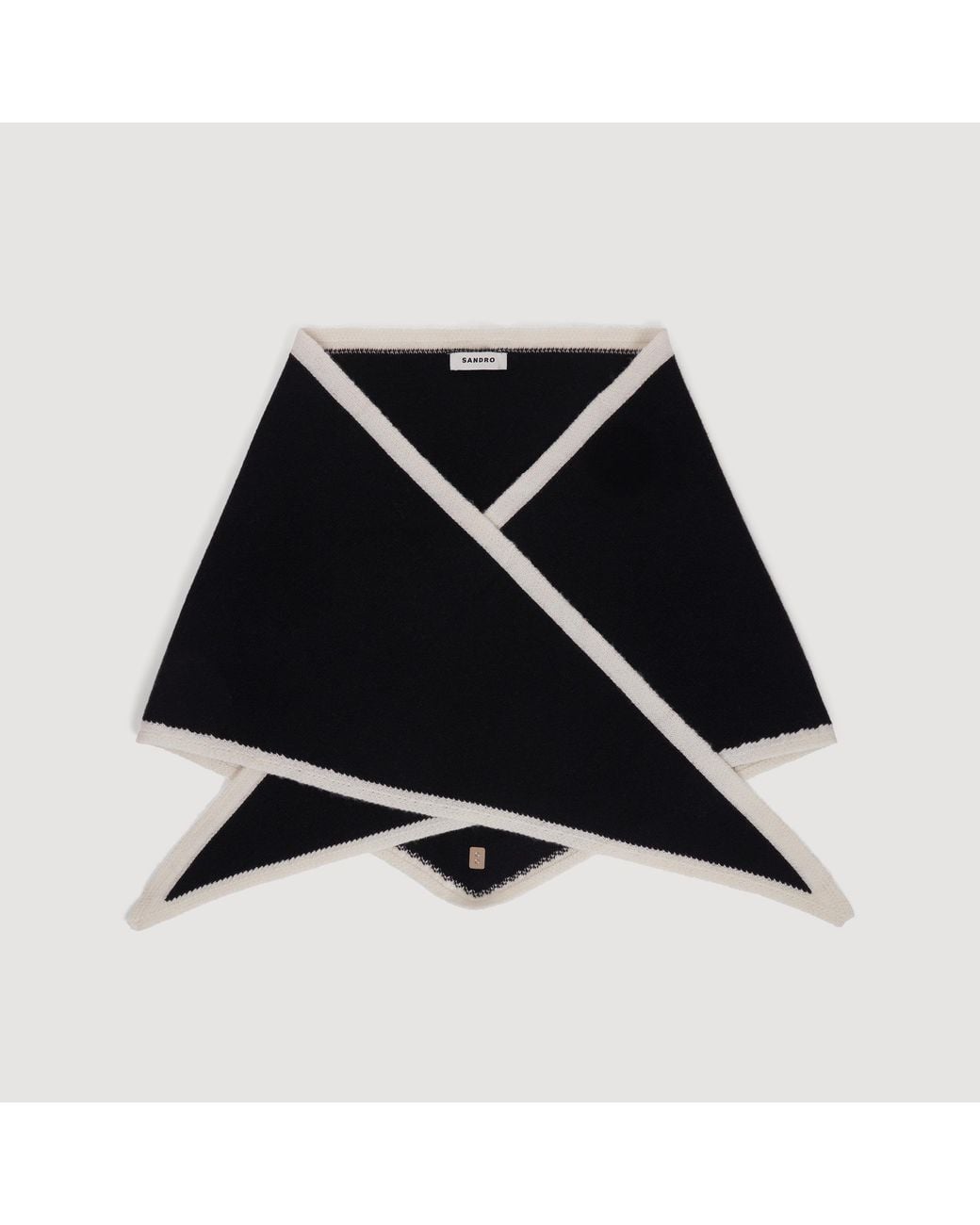 Sandro Black Two-Tone Wool Triangle Scarf