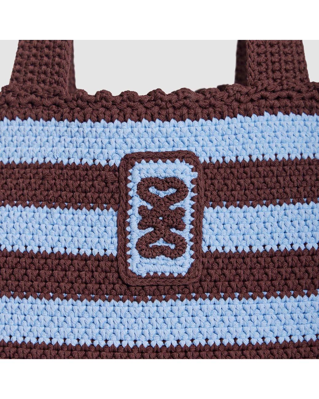 Sandro Blue Striped Crochet Bag
