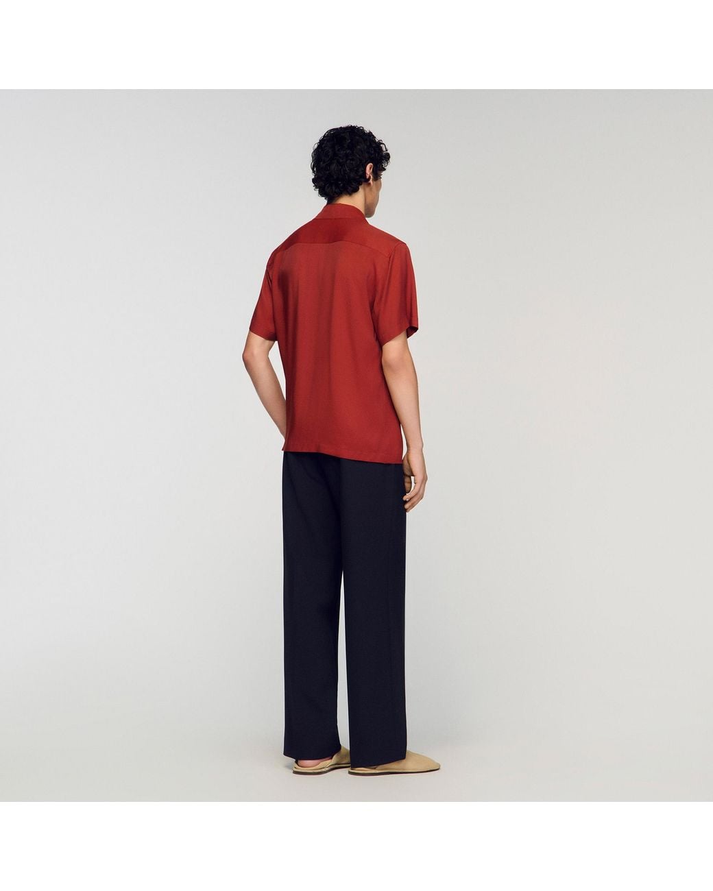 Sandro Red Loose-Fit Shark Collar Shirt for men