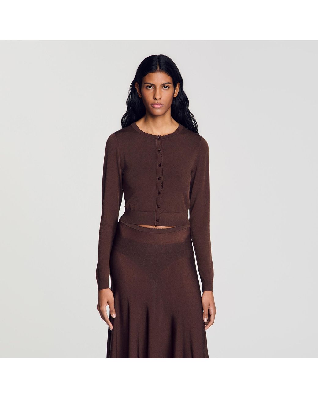 Sandro Red Fine Knit Cardigan