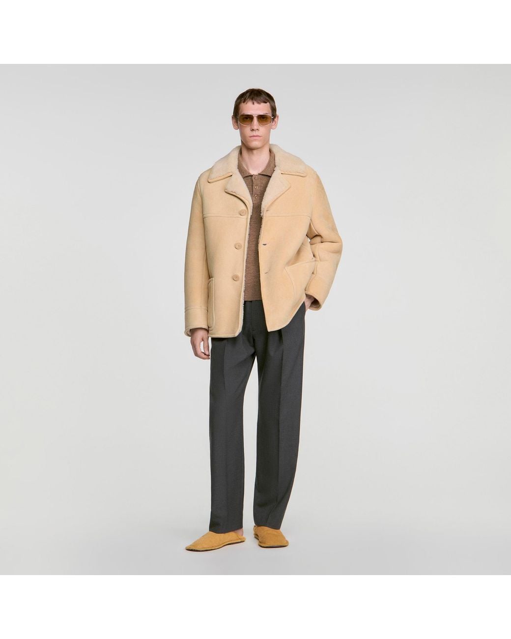 Sandro Natural Shearling Jacket for men