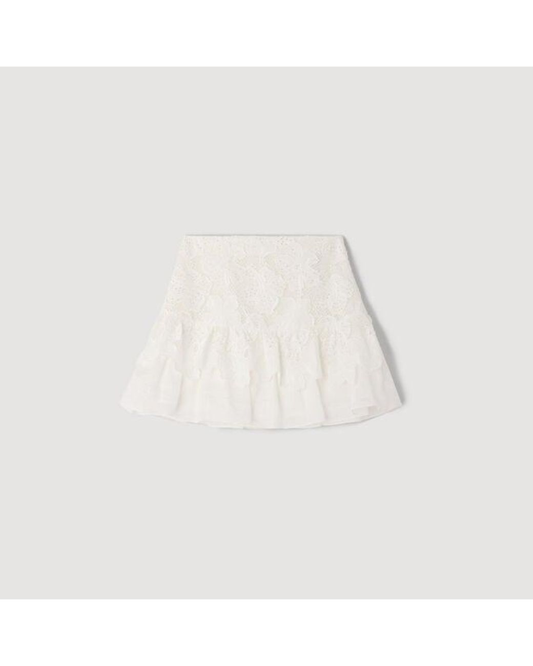 Sandro White Short Guipure Skirt