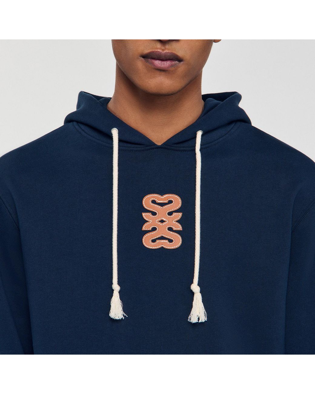 Sweatshirt à patch en cuir Sandro pour homme en coloris Blue