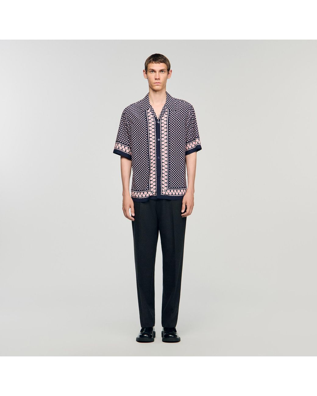 Sandro Blue Heart Motif Flowing Shirt for men