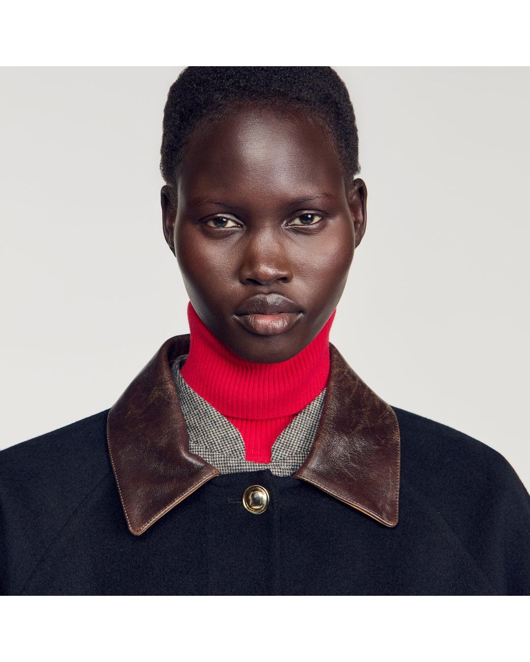 Sandro Blue Long Double-Faced Wool Coat
