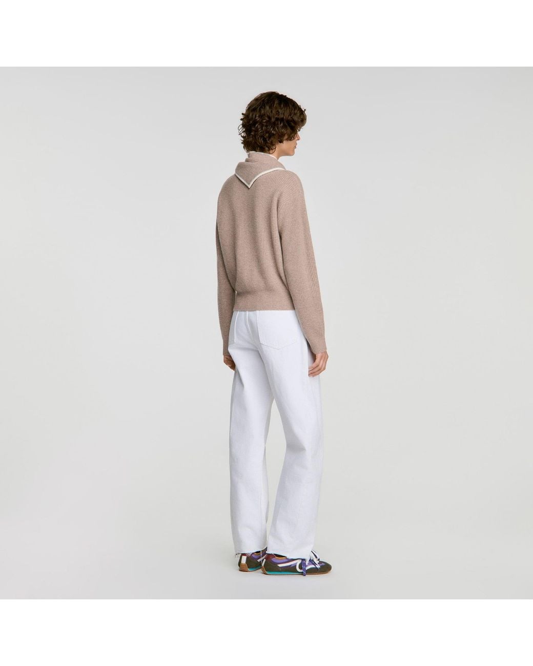 Sandro White Sweater With Removable Scarf