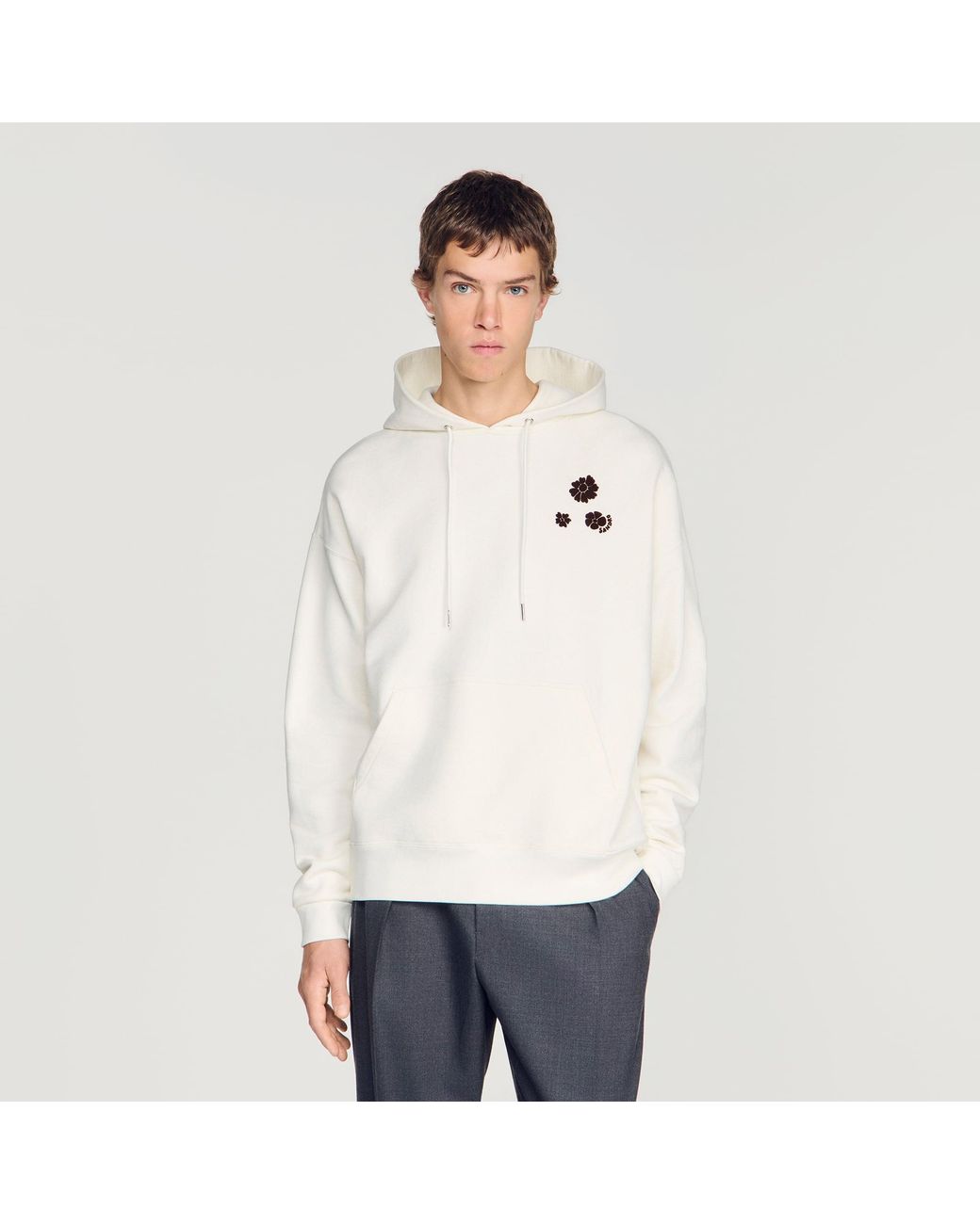 Sandro White Oversized Floral Print Sweatshirt for men