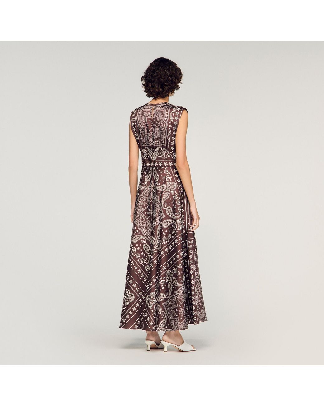 Sandro Multicolor Bandana-Print Maxi Dress