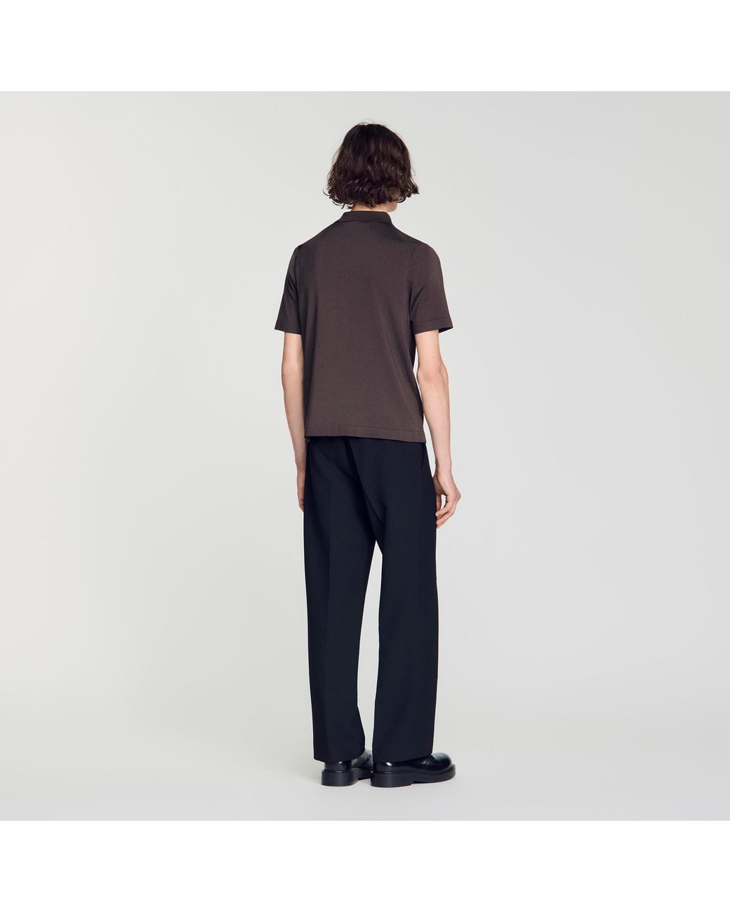 Sandro Blue Zip-Up Knit Polo Shirt for men
