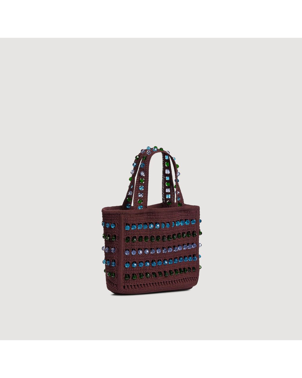 Sandro Red Beaded Crochet Bag