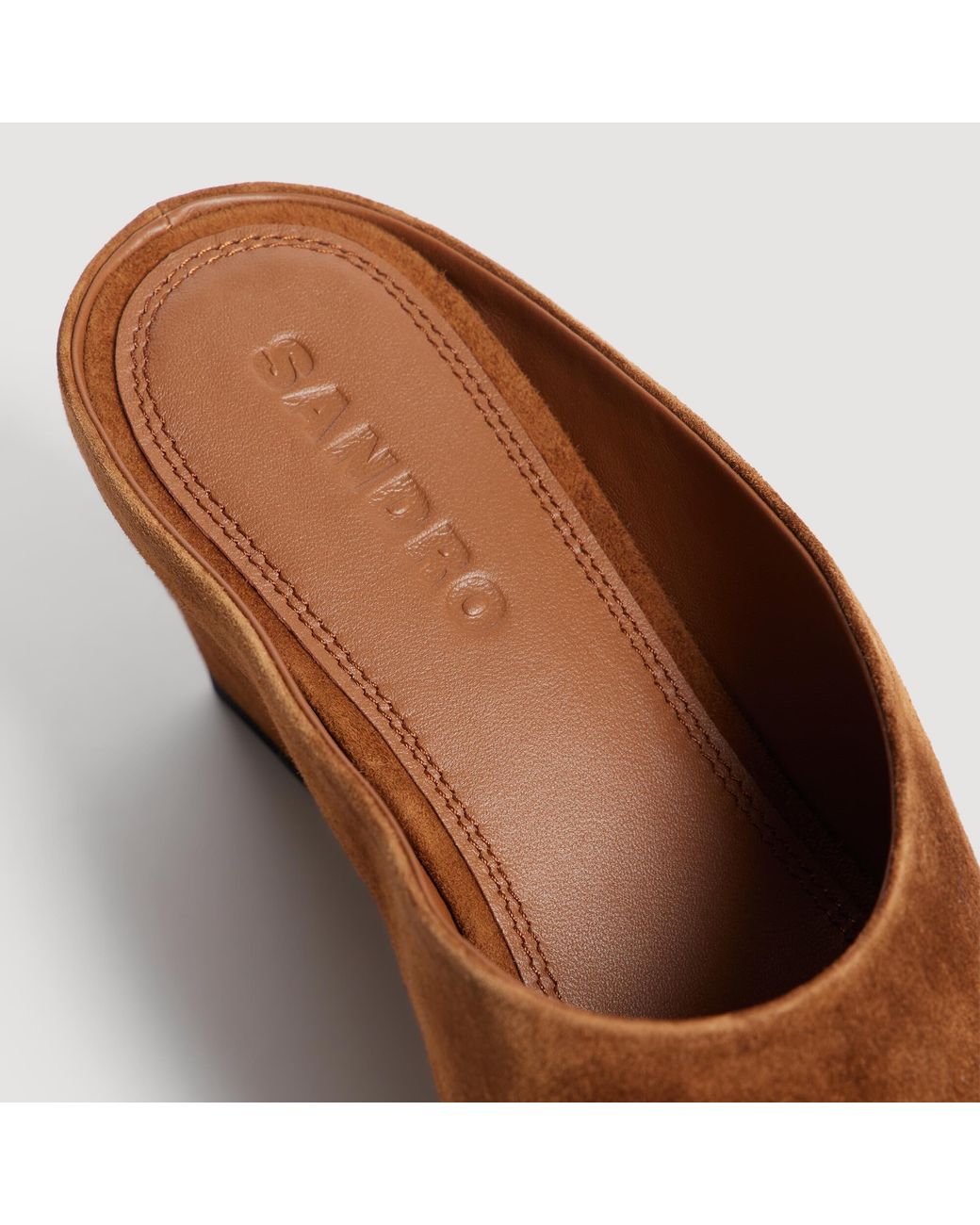 Sandro Brown Suede Wedge Sandals