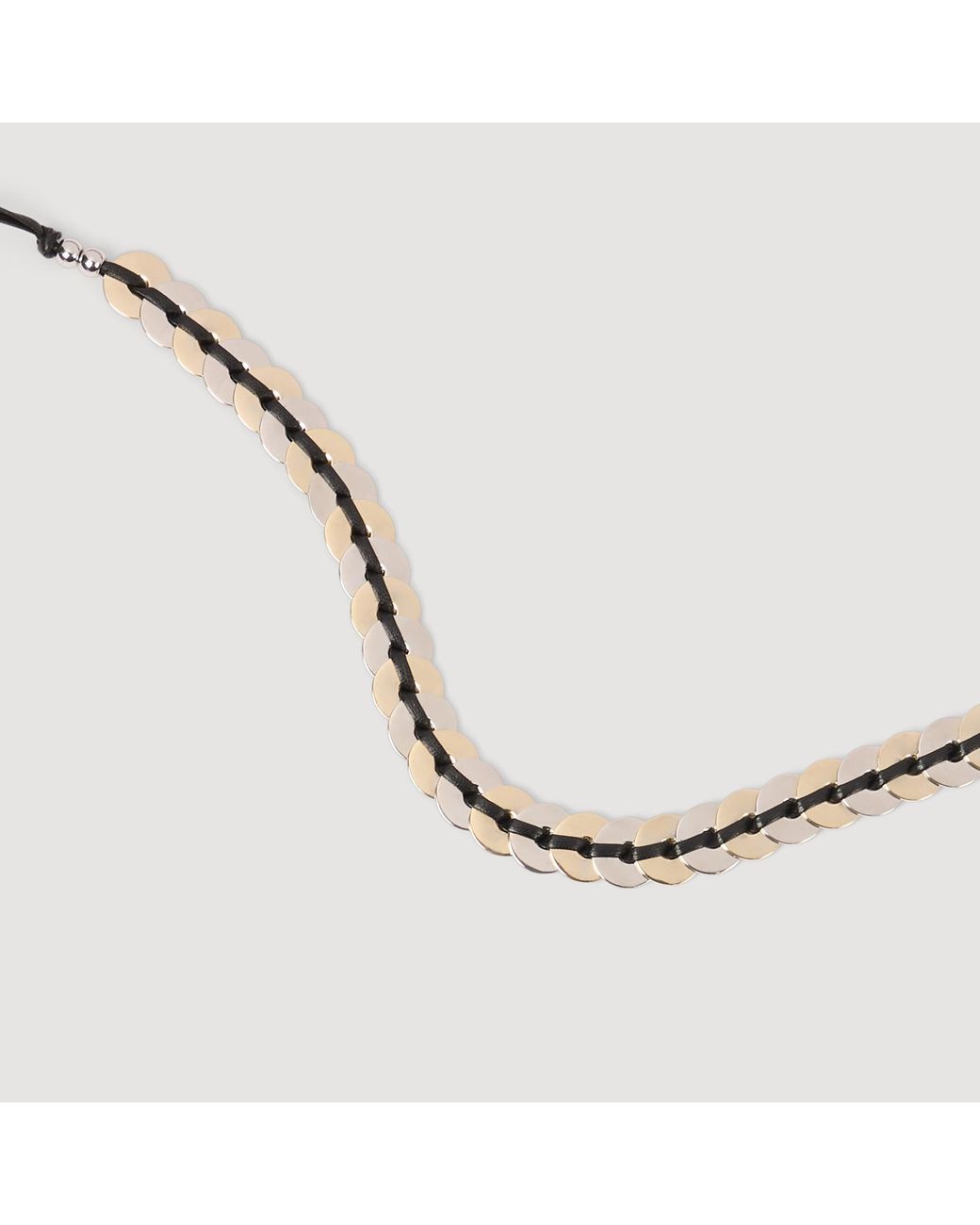 Sandro Metallic Jewellery Belt With Leather Tie