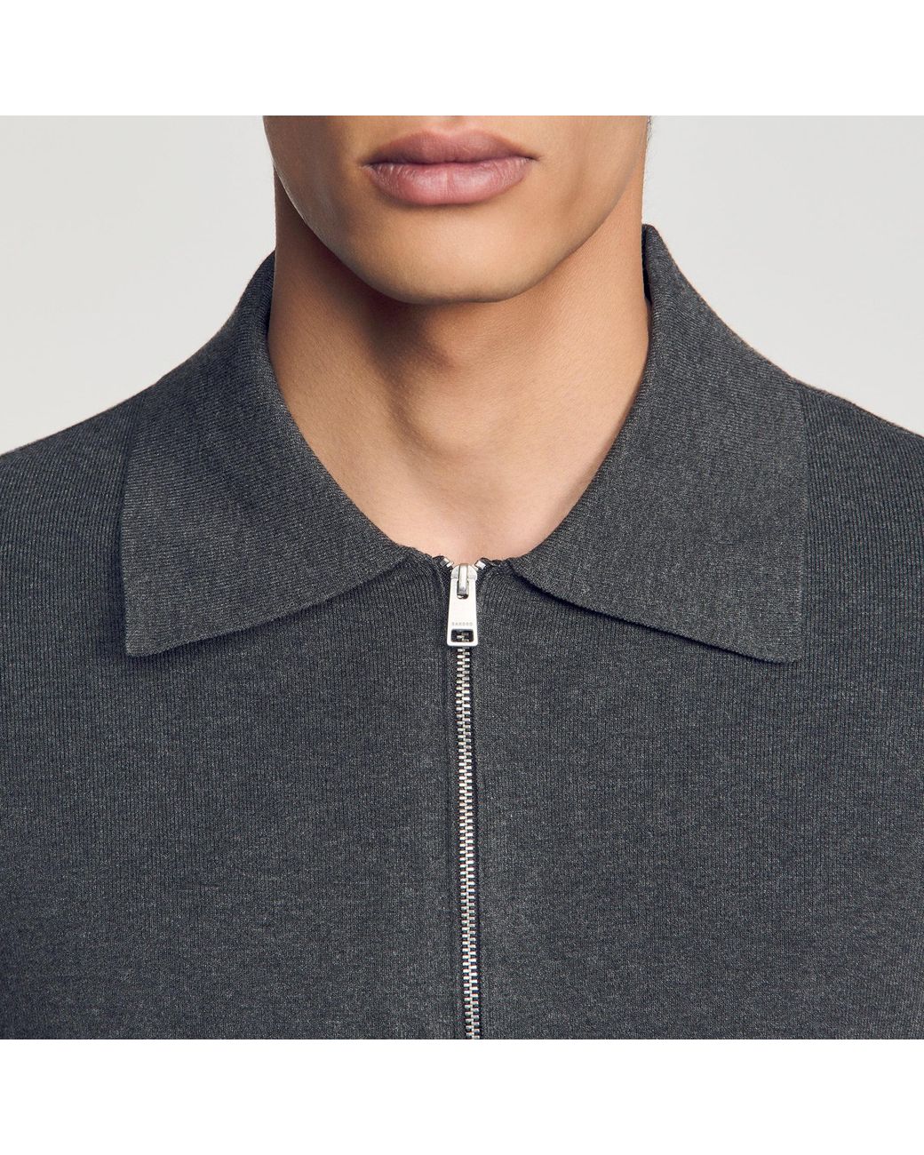 Sandro Blue Zip-Up Knit Cardigan for men