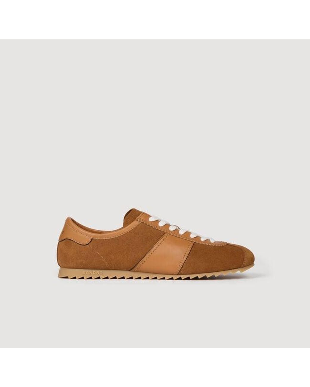 Sandro Brown Leather And Suede Low-Top Sneakers for men