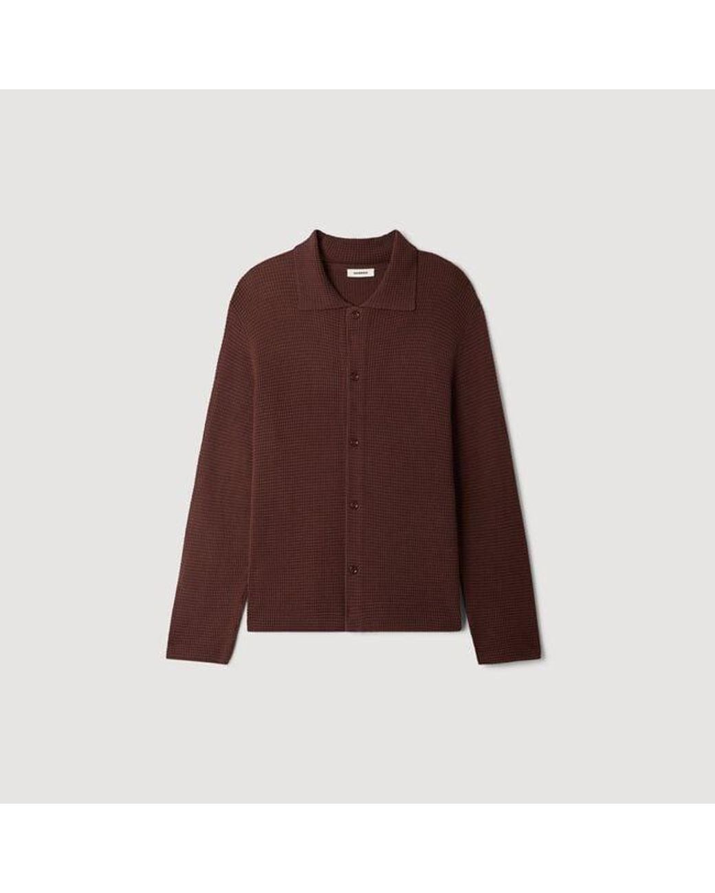 Sandro Red Waffle-Knit Shirt for men