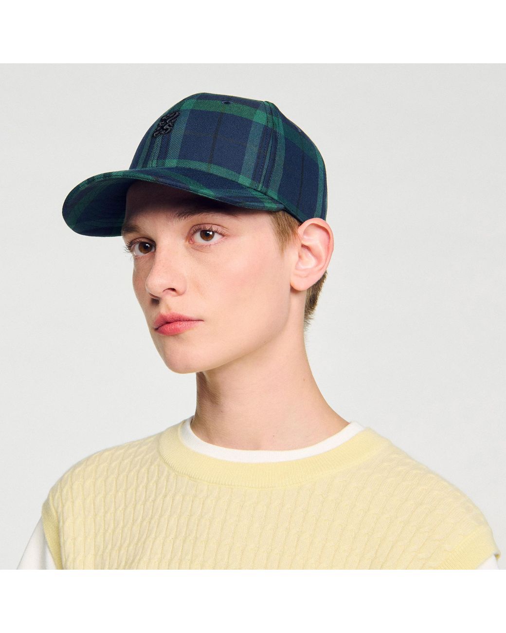 Sandro Checked Cap in Blue | Lyst UK display picture 2