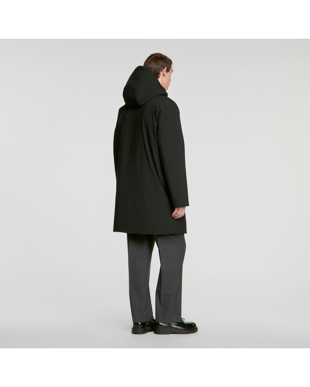 Sandro Black Zip-Up Hooded Parka for men