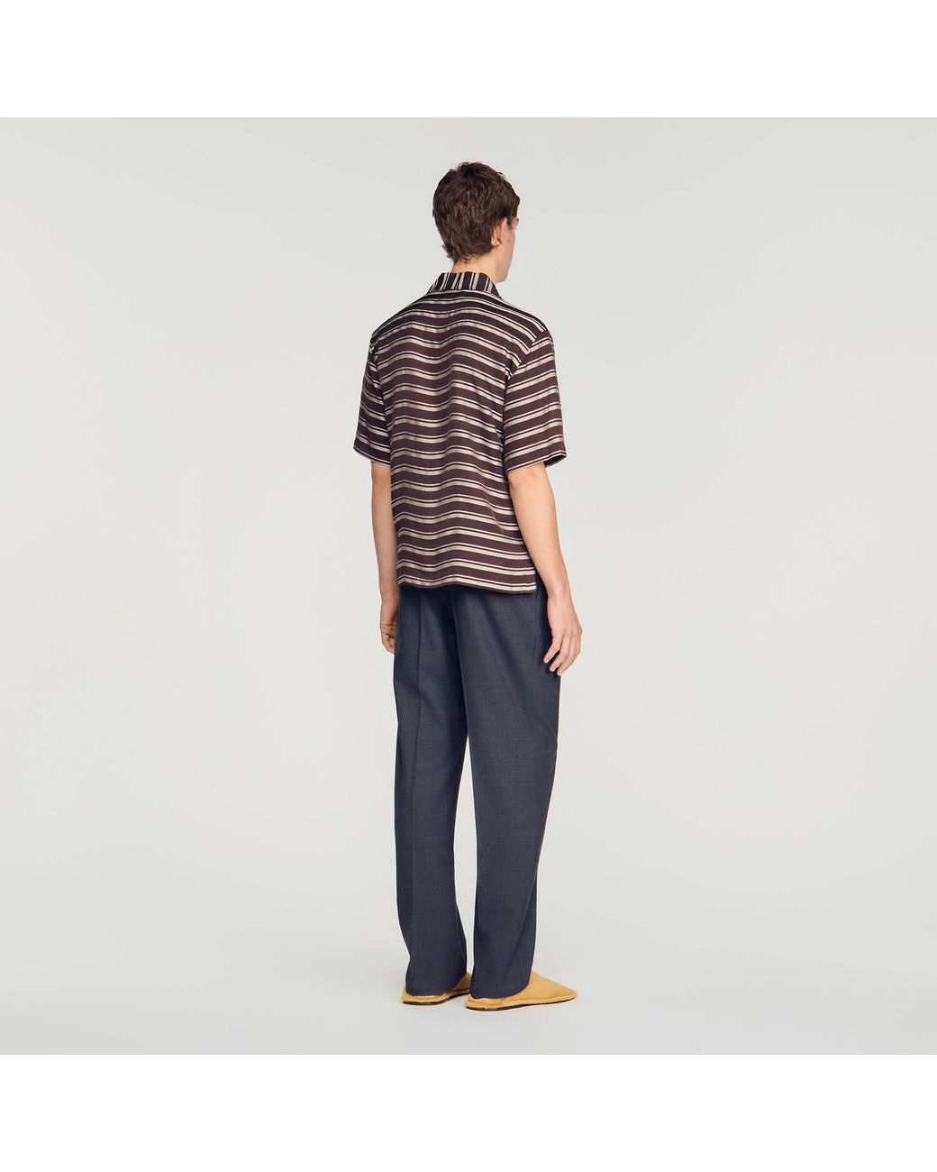 Sandro Blue Striped Boat Neck Shirt for men