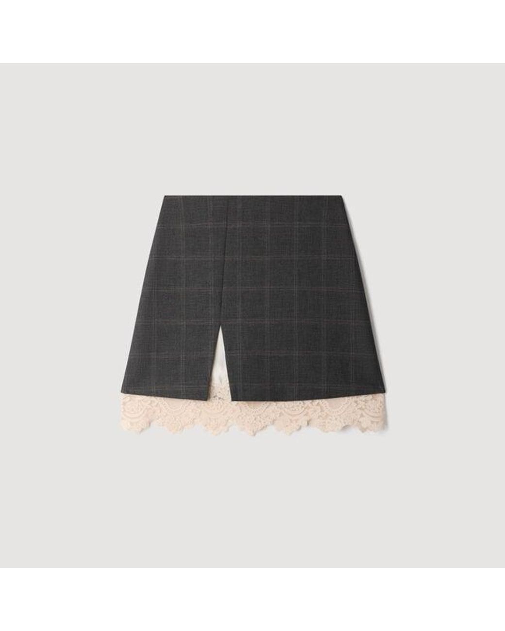 Sandro Blue Short Skirt With Lace Panel