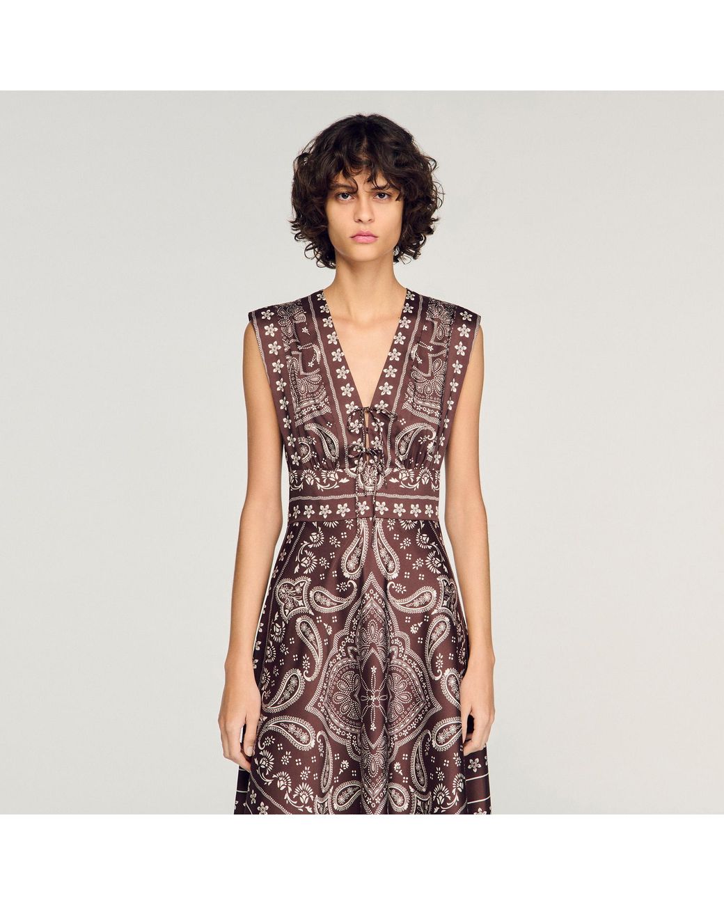 Sandro Multicolor Bandana-Print Maxi Dress