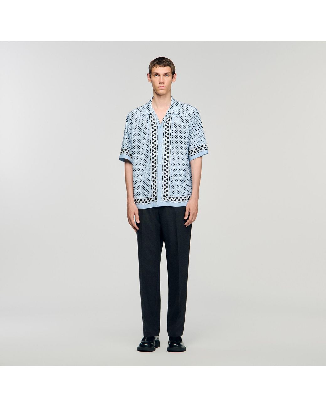 Sandro Blue Heart Motif Flowing Shirt for men