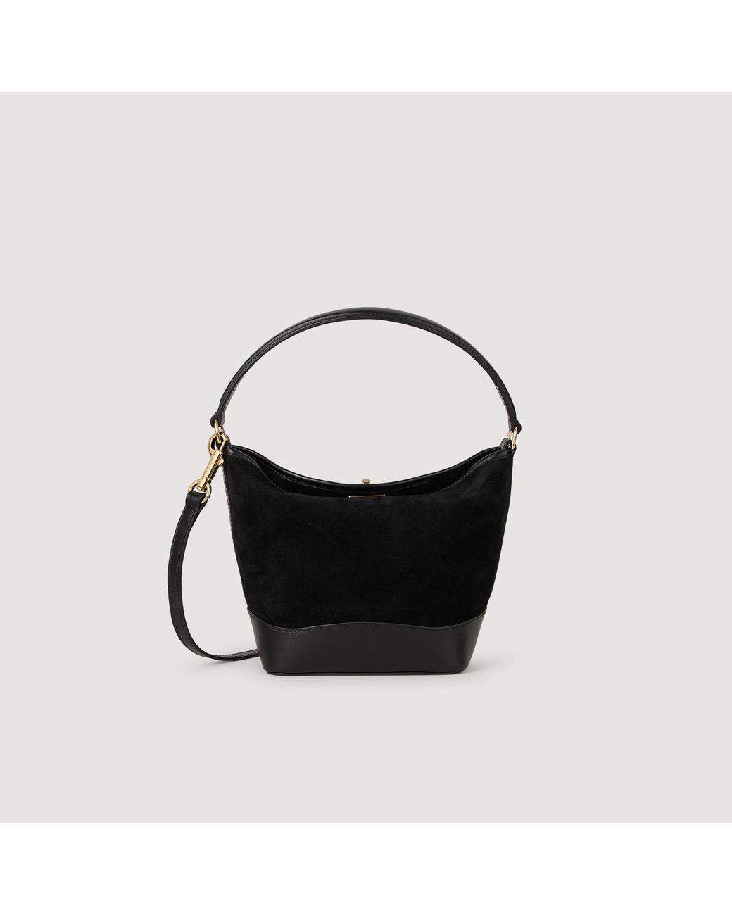 Sandro Black Mini Tangoso Suede And Leather Bag