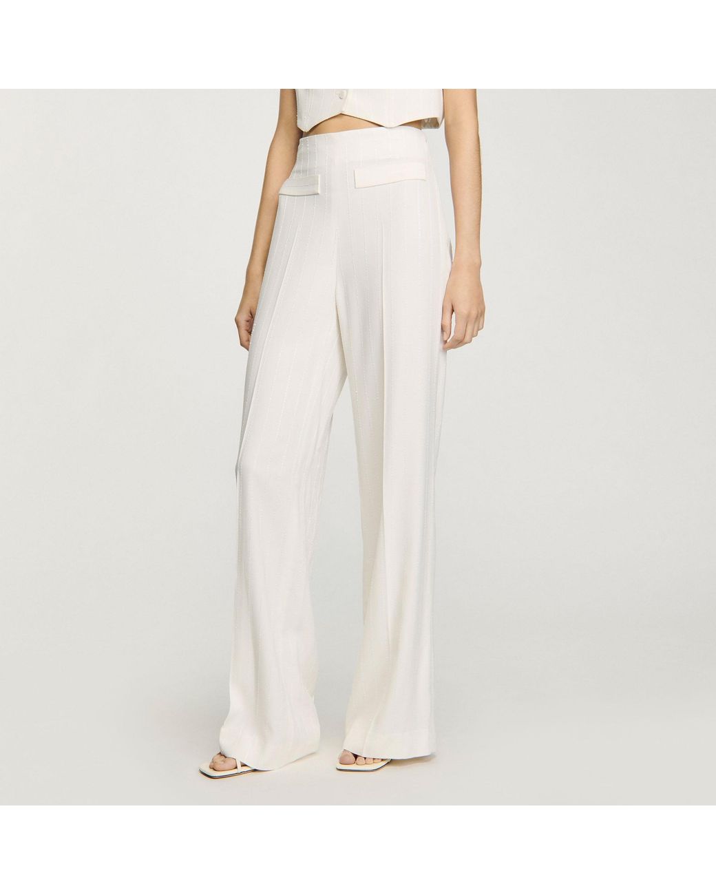 Sandro White Sequin Suit Trousers