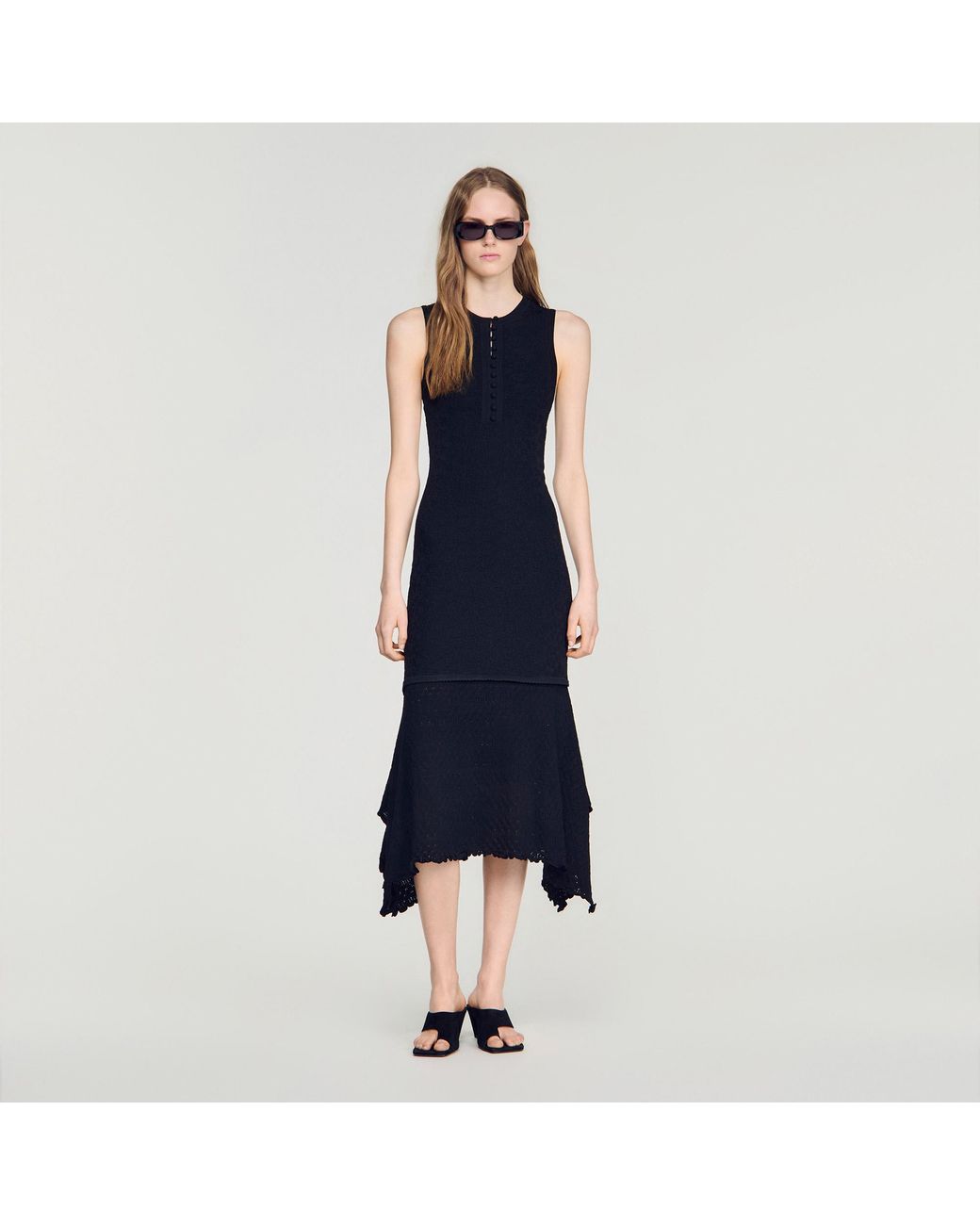 Sandro Blue Fancy Pointelle Dress