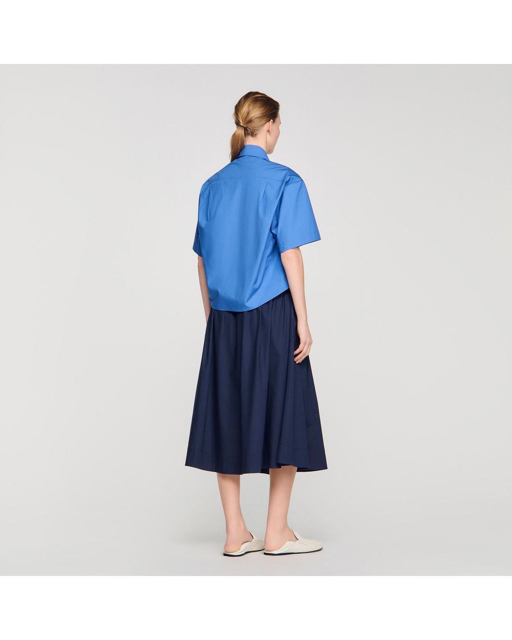 Sandro Blue Embroidered And Beaded Shirt