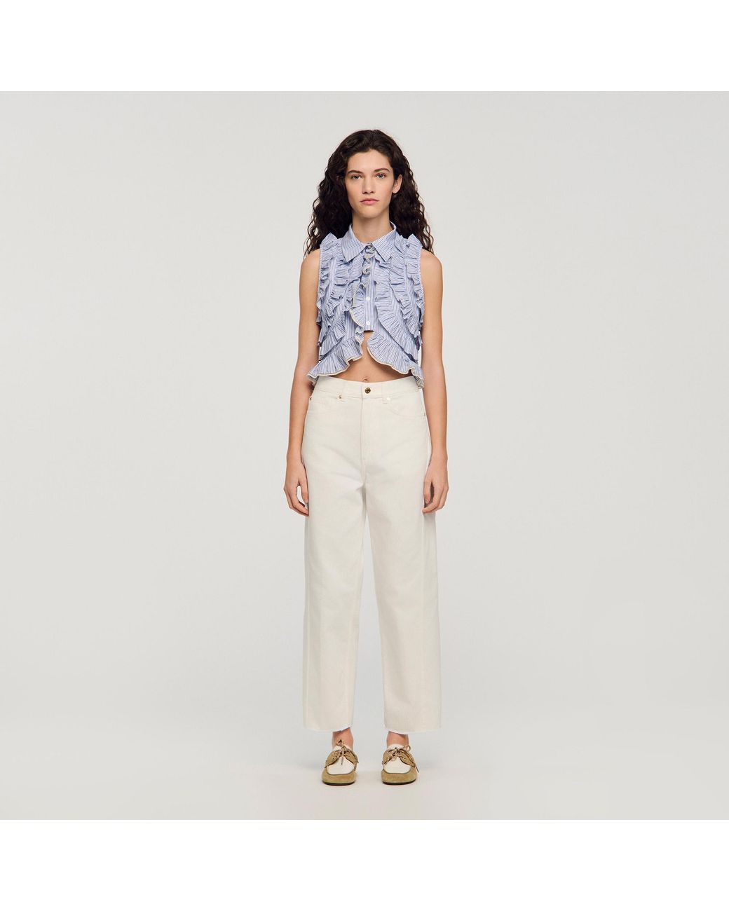 Sandro White Barrel Jeans