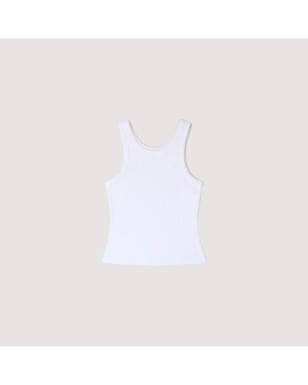 Sandro Blue Beaded Ribbed Vest Top