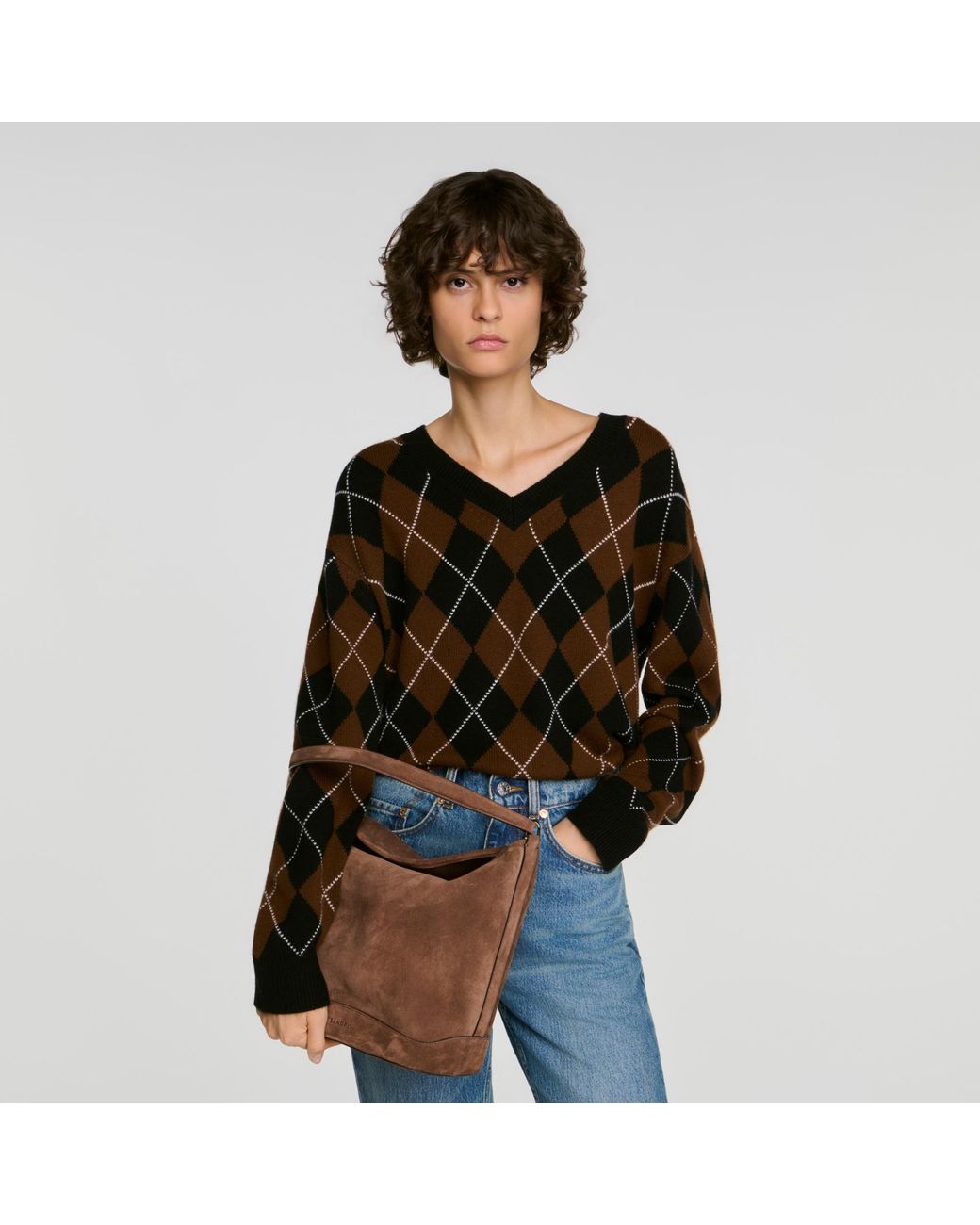 Sandro Brown Tangoso Suede Bucket Bag