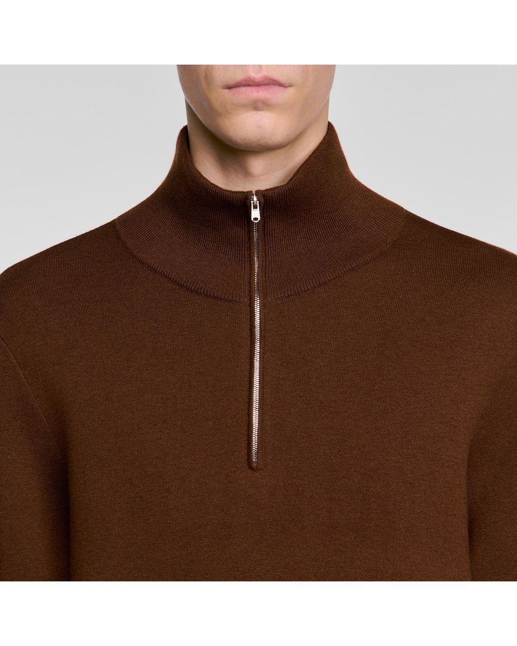 Sandro Brown Jumper With Standing Collar for men