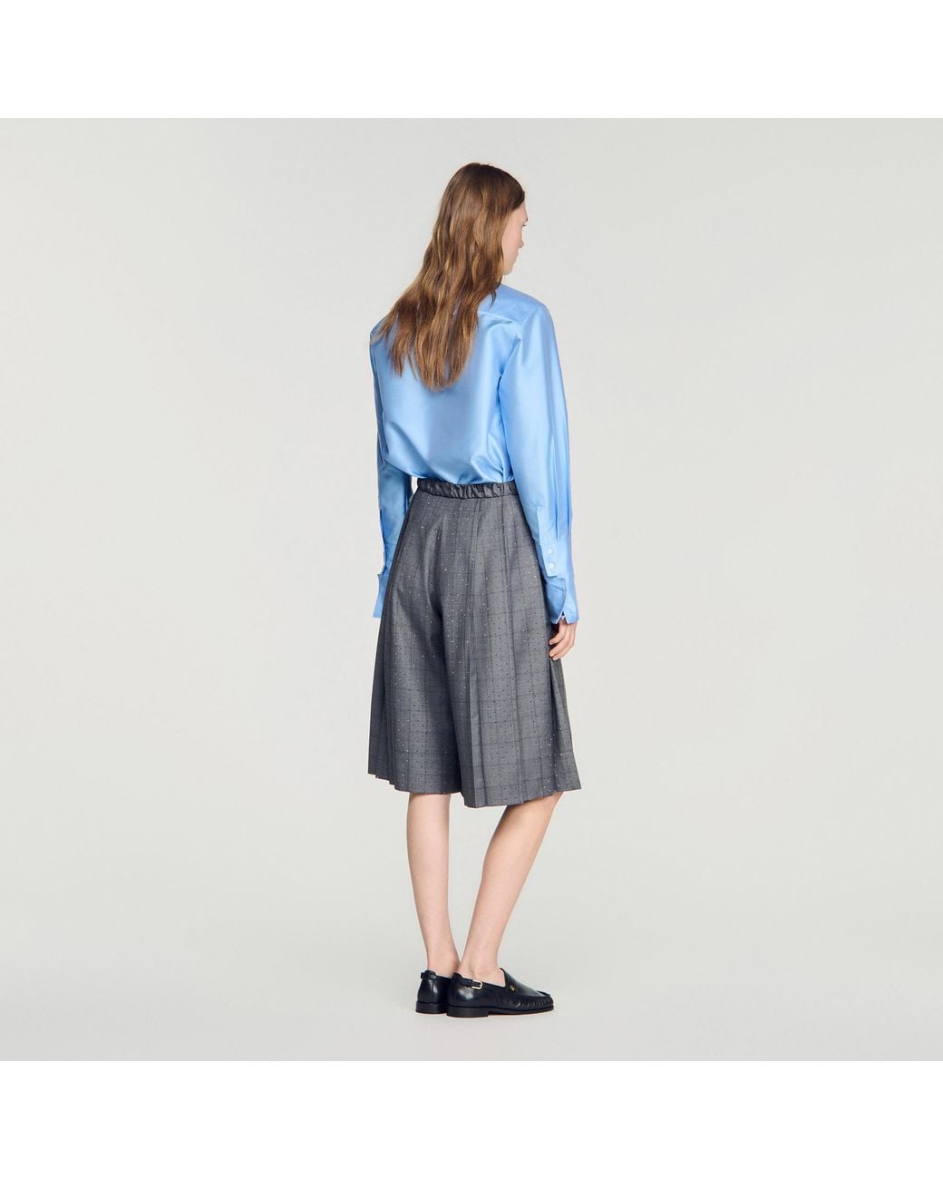 Sandro Blue Check Wool Shorts