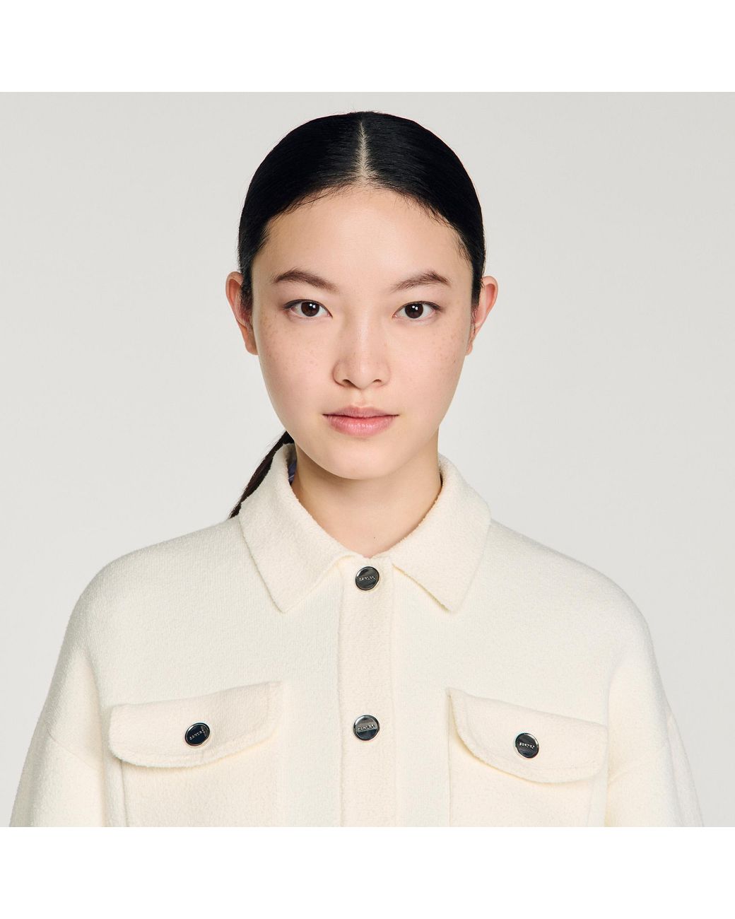 Sandro Blue Cardigan With Denim Details