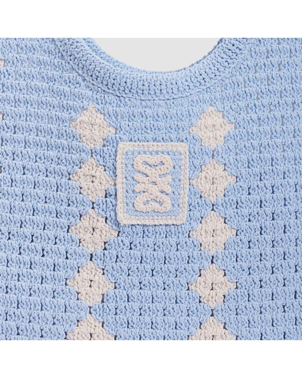 Sandro Blue Two-Tone Crochet Bag