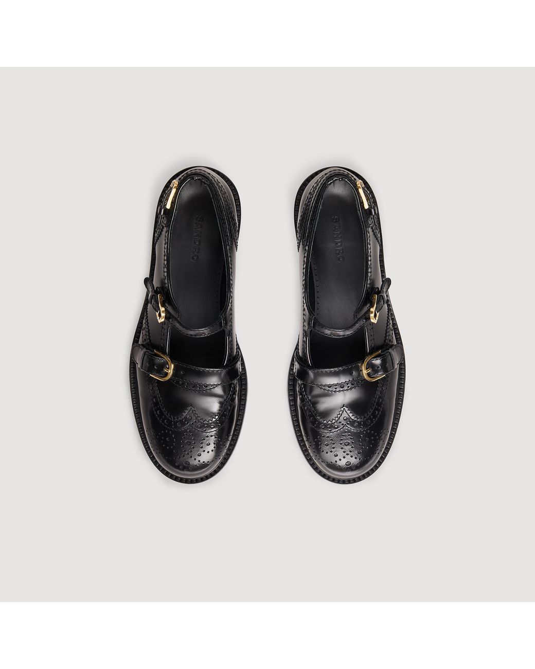 Sandro Black Multi-Buckle Open Derbies