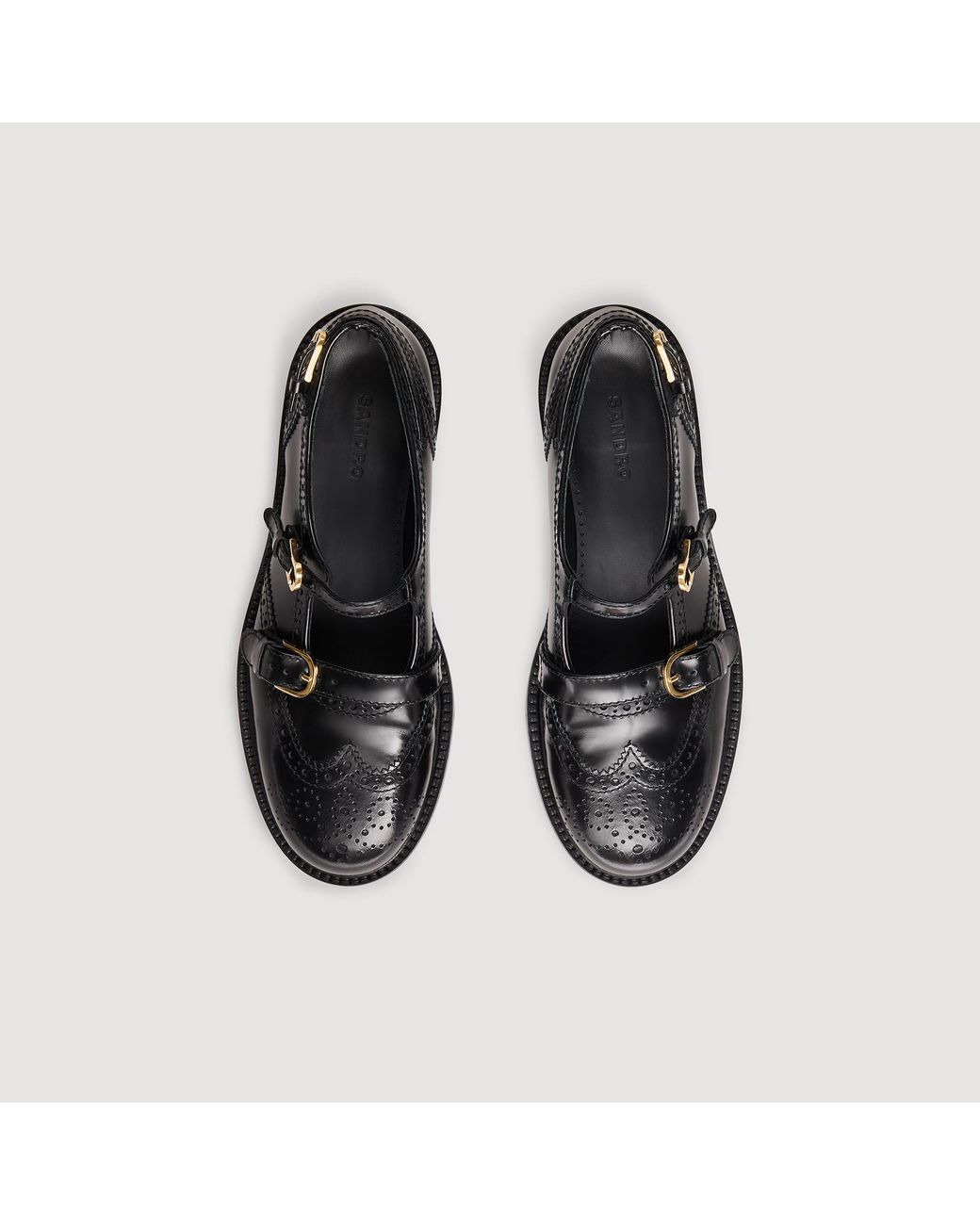Sandro Black Multi-Buckle Open Derbies