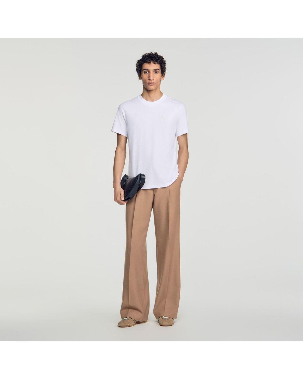 Sandro White Cotton Logo T-Shirt for men