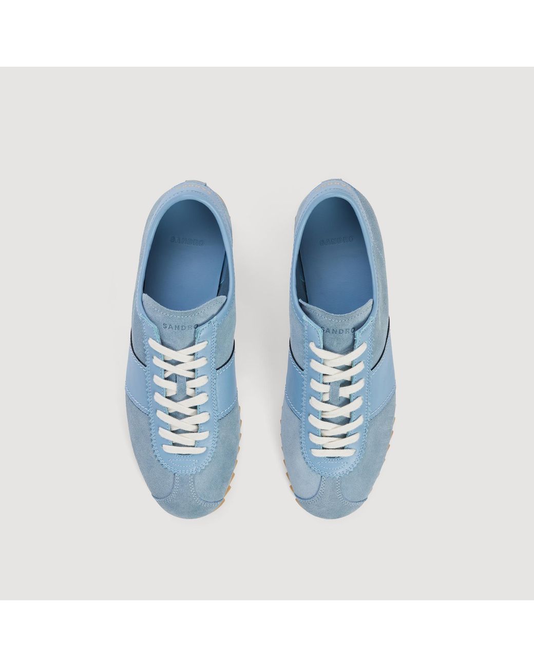 Sandro Blue Low-Top Leather And Suede Trainers for men