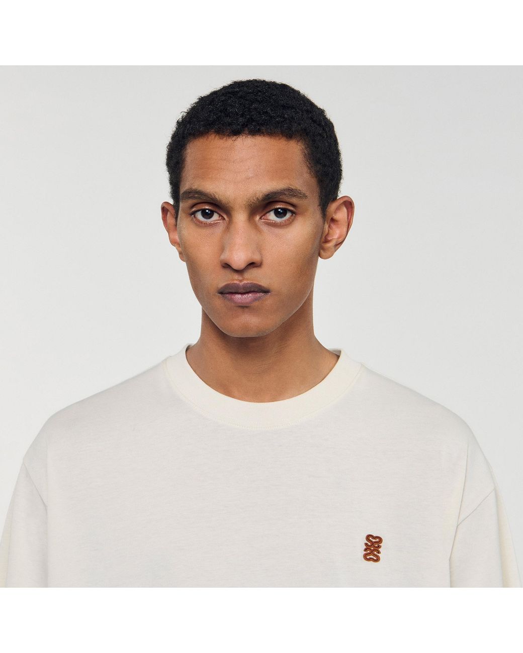 Sandro Natural Leather Logo T-Shirt for men