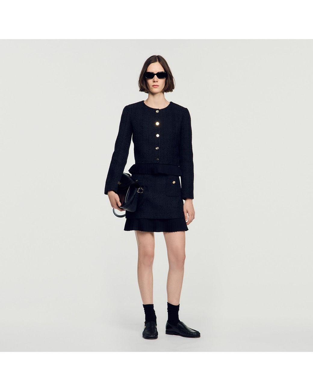 Sandro Blue 2-In-1 Tweed Jacket
